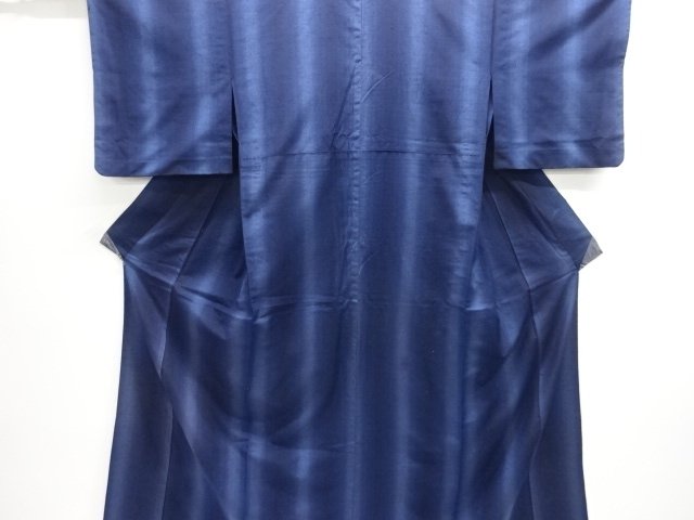 JAPANESE KIMONO / ANTIQUE HITOE KIMONO / SILK / TSUMUGI / WOVEN STRIPE